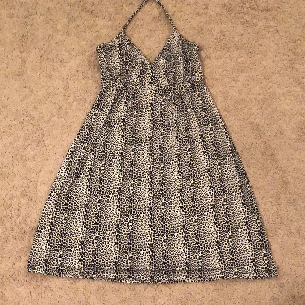 Black leopard halter dress